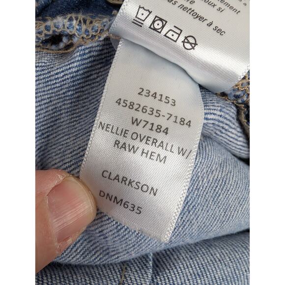 Anthropologie PAIGE Nellie Denim Raw Hem Overalls in Clarkson Wash Size 24 - Picture 11 of 15
